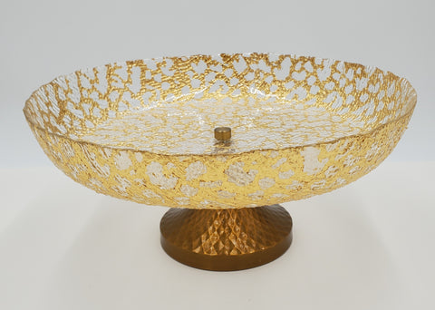 FOOTED GLASS BOWL-GOLD