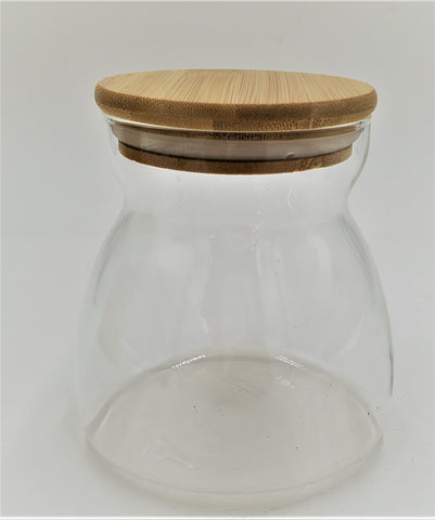 5"x3.5" GLASS JAR W/WOOD LID