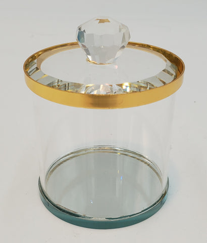 4" MINI GLASS JAR W/GOLD RIM