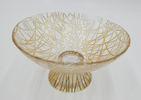 7" GLASS FOOTED BOWL-GOLD
