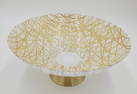 9.5"GLASS FOOTED BOWL-GOLD