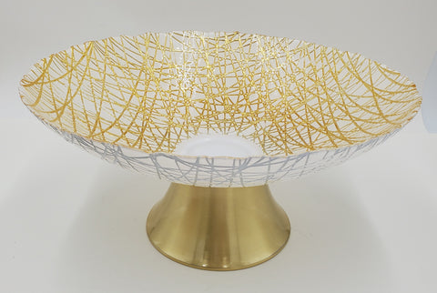 13"GLASS FOOTED BOWL-GOLD