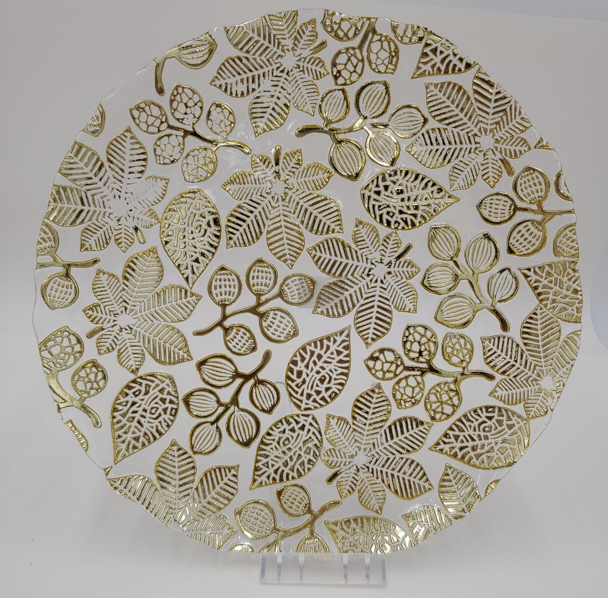 13" GLASS PLATE GOLD DESIGN Kitchen Depot