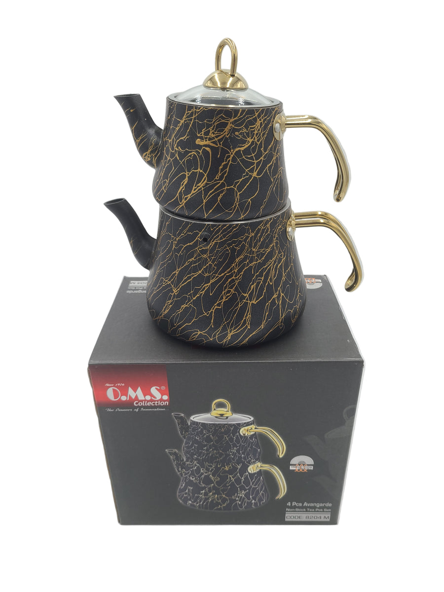 DOUBLE TEA KETTLE SETGOLD/BLACK Kitchen Depot