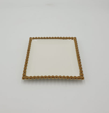 6" PLATE W/GOLD DOTS-SQUARE - 60/CS