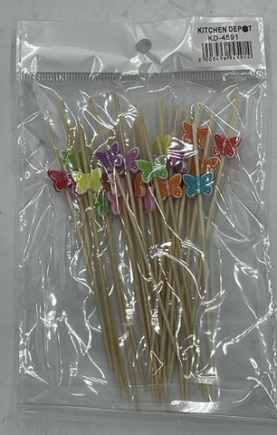 4.5"BAMBOO PICKS-BUTTERFLY-2CT
