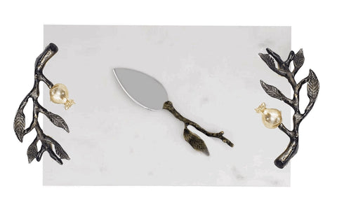 12"x9"MARBLE TRAY-POMEGRANATE