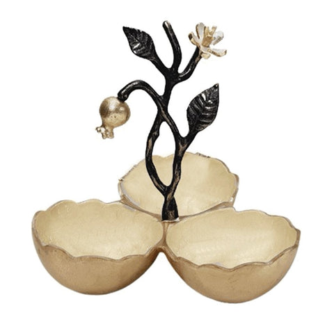 9.25"x10" - 3 SECTION NUT BOWL-POMEGRANATE