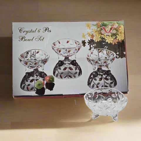 4" - 6PC FOOTED GLASS BOWL SET