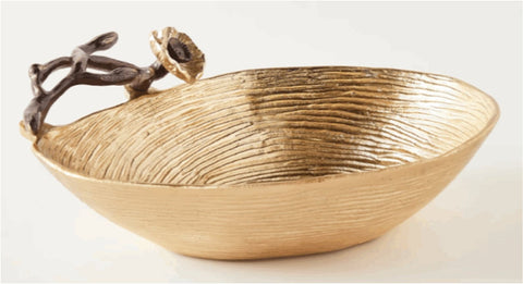 11"x8"x3.25" OVAL BOWL W/FLOWER
