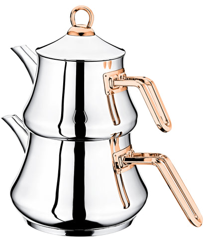 S/S DOUBLE TEA KETTLE -COPPER
