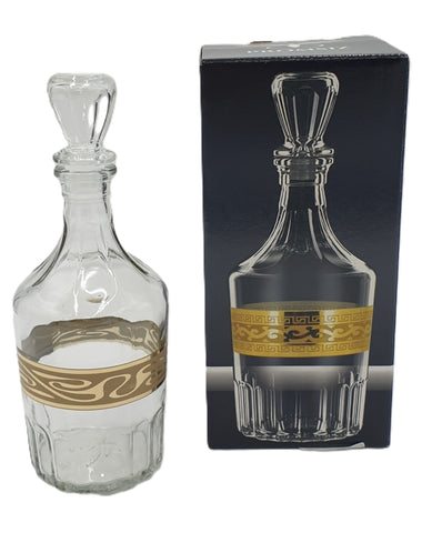 GLASS DECANTER W/GOLD DESIGN
