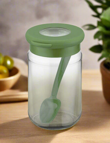 GLASS JAR W/SPOON