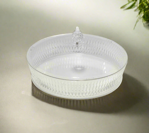 12"x3" ACRYLIC DISH W/LID-ROUND