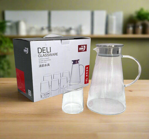 6 PC GLASS TUMBLER W/PITCHER