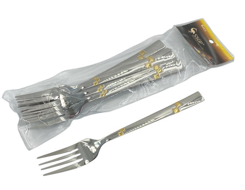 6PC DINNER FORK-GOLD/SILVER - Kitchen Depot