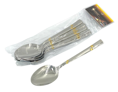 6PC DINNER SPOON-GOLD/SILVER - Kitchen Depot