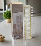 6 PC GLASS COFFEE CUP W/STAND