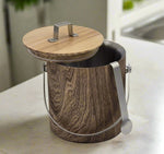 6.25"x6" ICE BUCKET W/TONG-WOOD DESIGN