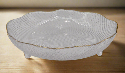 7.75"x1.5" GLASS BOWL-GOLD RIM