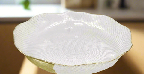 9.5"x1.5" GLASS BOWL-GOLD RIM
