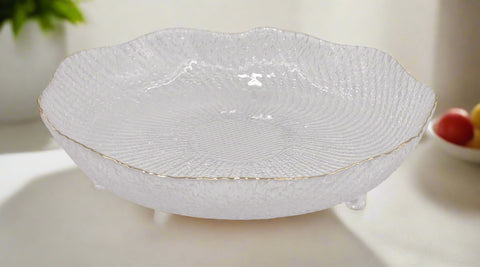 11.5"x3" GLASS BOWL W/GOLD RIM
