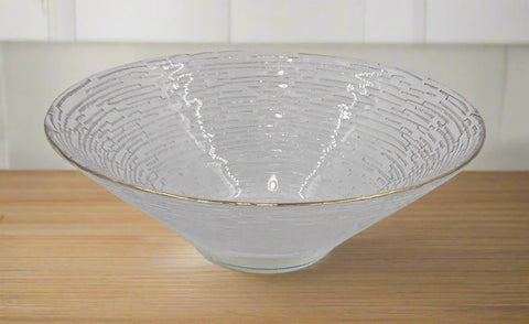 8"x3.5" GLASS BOWL-GOLD RIM