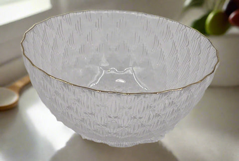 6"x3" GLASS BOWL-GOLD RIM