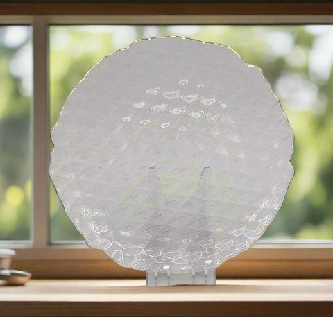 10.5"GLASS PLATE-GOLD RIM-ROUND
