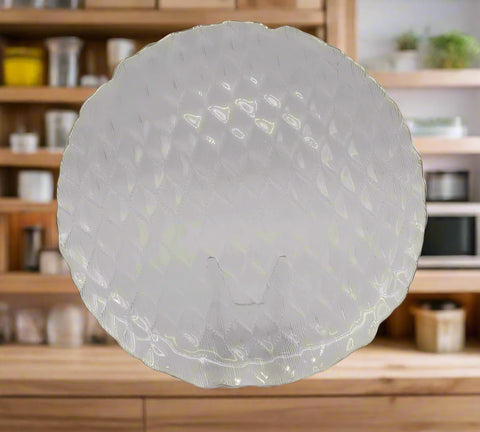 13"GLASS PLATE-GOLD RIM-ROUND