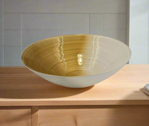 10"x4.75" GLASS BOWL-GOLD DESIGN