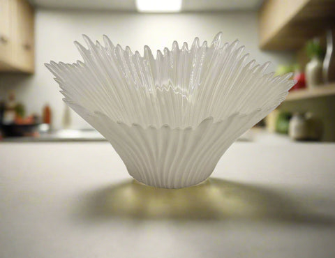 12"x7" GLASS BOWL-PEARL WHITE