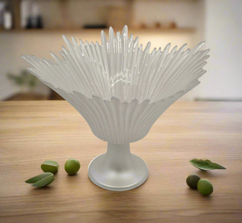 9.5"x8" FOOTED GLASS BOWL-PEARL WHITE