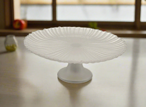 10.5"x5.25" FOOTED GLASS PLATE-PERAL WHITE