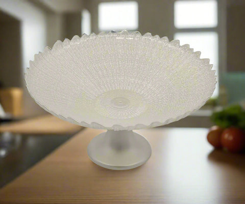 10.5"x6.5" FOOTED GLASS PLATE-PERAL WHITE