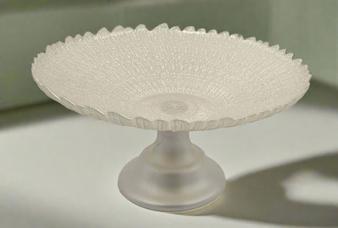 12"x8"FOOTED GLASS PLATE-PEARL