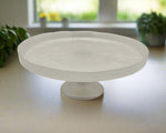 10.5"x5.5" GLASS FOOTED PLATE-PEARL WHITE