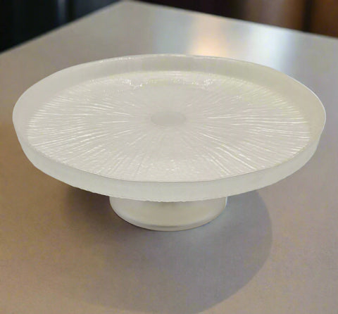 12.5"x5.5" GLASS FOOTED PLATE-PEARL