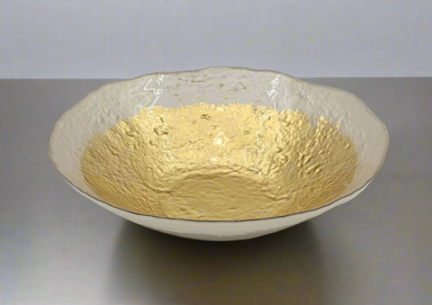 11.5"x4.5" GLASS BOWL-GOLD DESIGN