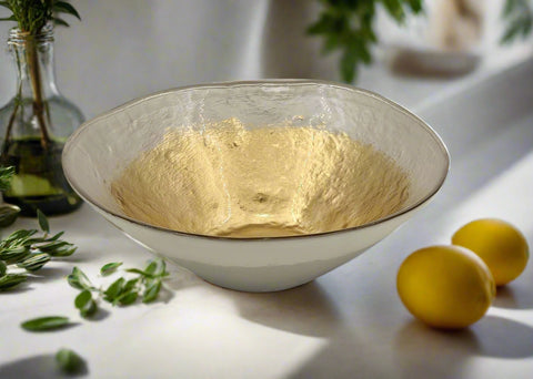8.5"x4" GLASS BOWL-GOLD DESIGN