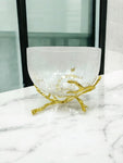6"x5"  GLASS BOWL W/GOLD STAND