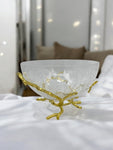 7"x4.75" GLASS BOWL W/GOLD STAND