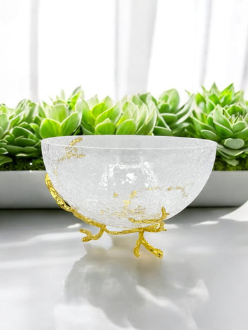 8.5"x6"  GLASS BOWL W/GOLD STAND