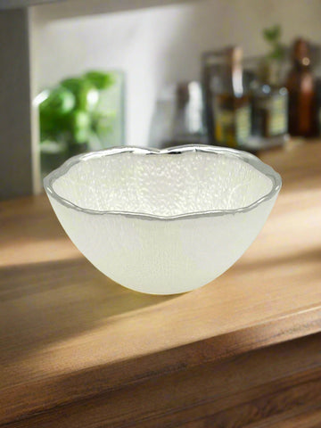 4.75"x2.75"  GLASS BOWL-SILVER RIM