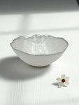 9.5"x5" GLASS BOWL-SILVER RIM