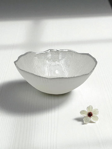 9.5"x5" GLASS BOWL-SILVER RIM