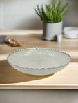 12.5"x3" GLASS BOWL-SILVER RIM