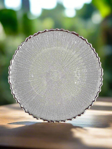 8.25" GLASS PLATE-SILVER RIM
