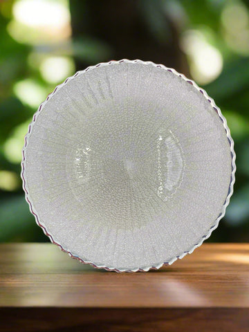 10.5" GLASS PLATE-SILVER RIM