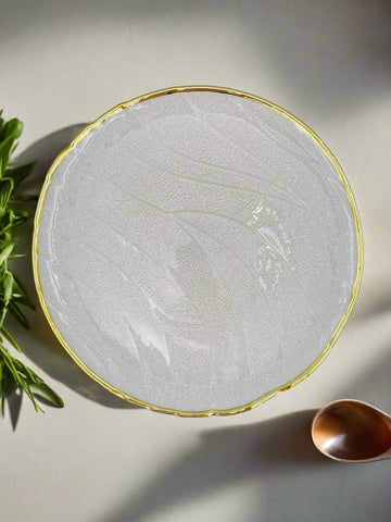 13" GLASS PLATE-GOLD RIM-ROUND